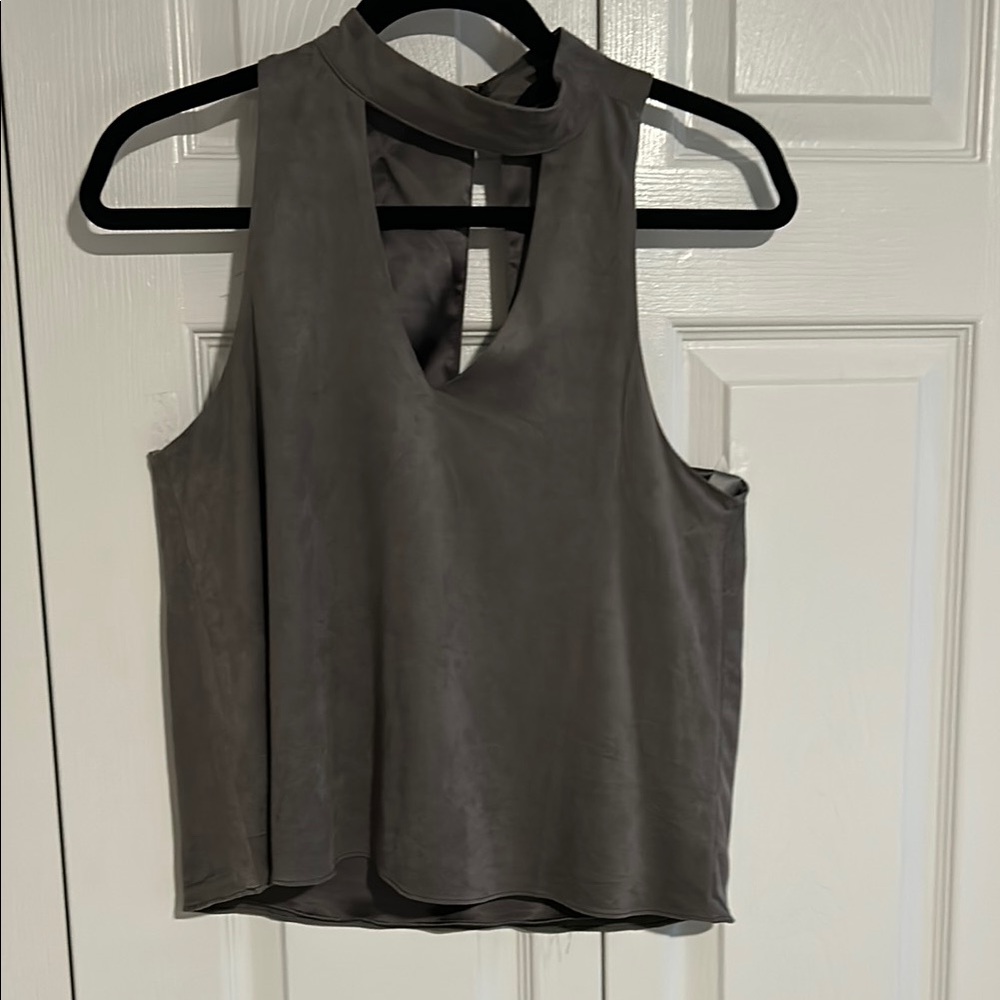 Olivaceous Gray Crop Cut Out Tank Top